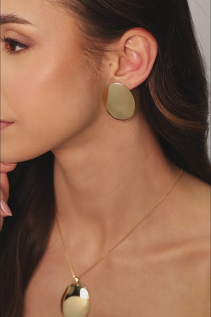 Brinco Oval Liso 3.7 cm Banhado a Ouro 18K