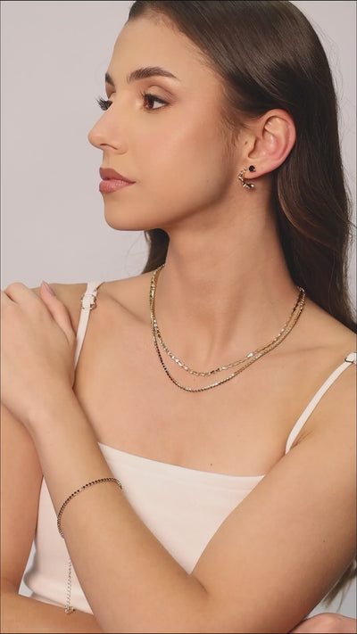 Choker Riviera Preta 2 mm Banhado a Ouro 18K - 35 cm