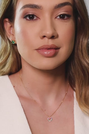 Brinco Ponto de Luz Turmalina 8 mm Banhado a Ouro 18K