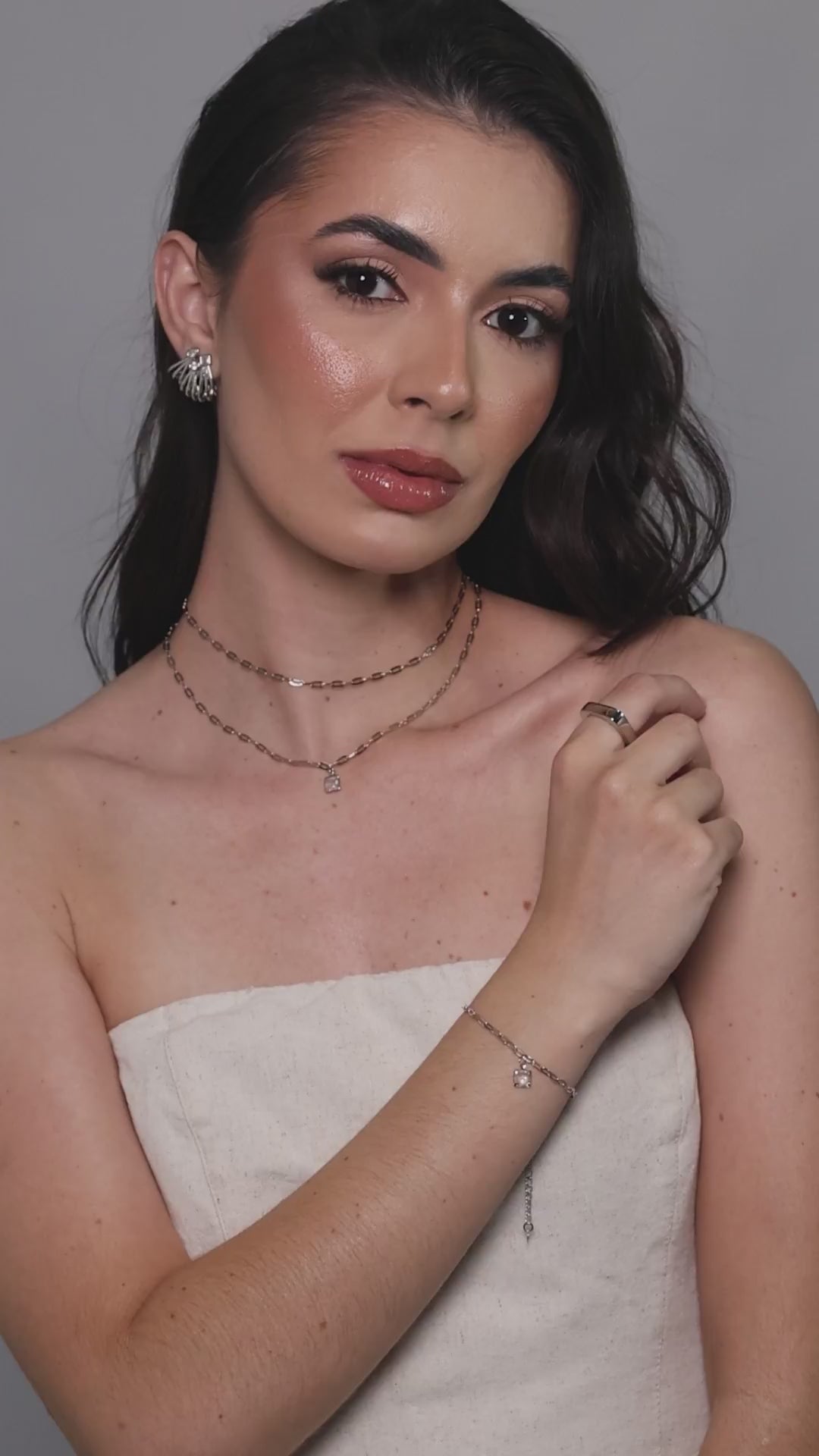 Choker Elos Ovais 3 mm Ródio Branco