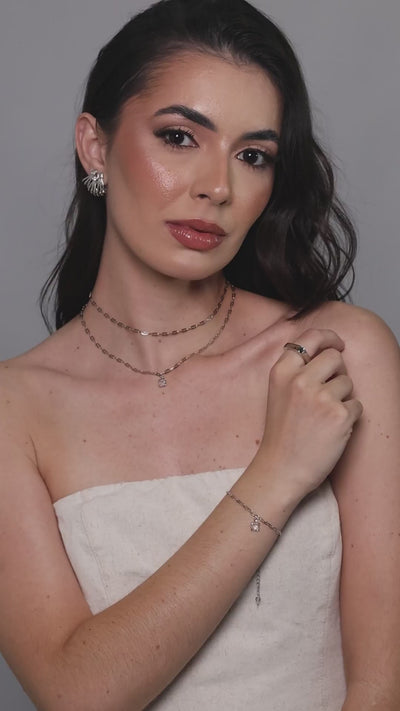 Choker Elos 3 mm Ródio Branco - 32 cm