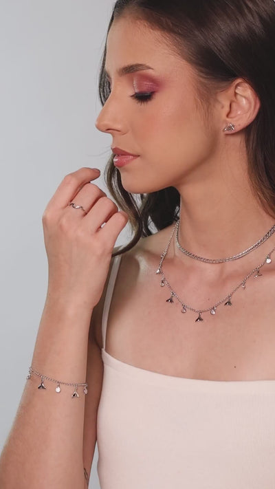 Choker Chinesca 5 mm Ródio Branco - 32 cm