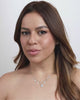 Conjunto com Berloques Cravejados Pingente e Brincos Gota Azul Sky e Borda Cristal