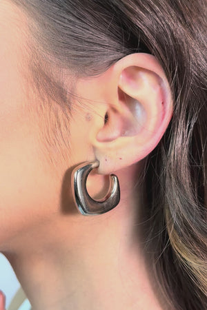 Brinco Argola Quadrada Lisa ABS 2.6 cm Ródio Branco